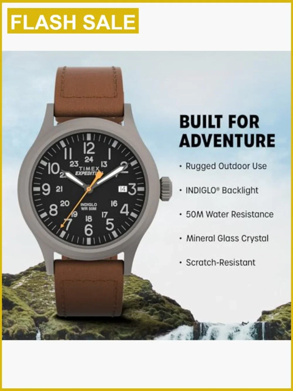 Men's Expedition Scout 40mm Analog Quartz Watch Leather Strap